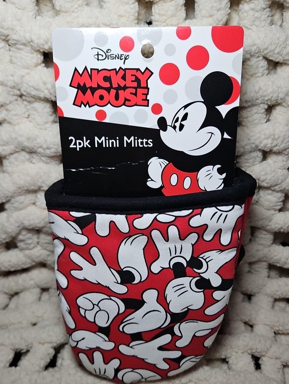 Disney Mickey Mouse Mini Kitchen Oven Mitts - Red, White, Black